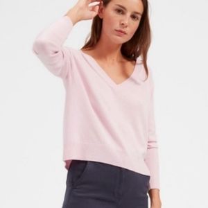 Everlane Cashmere Crop V-neck Pullover Sweater In Rose Pink Small